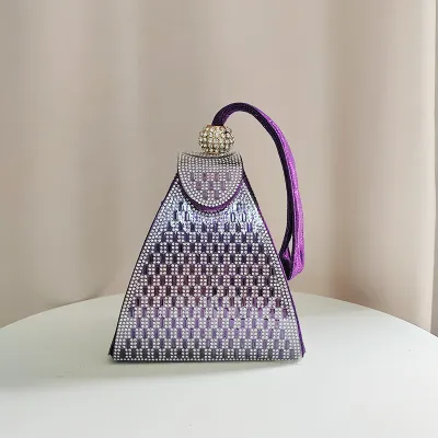 Triangular brown bag purple